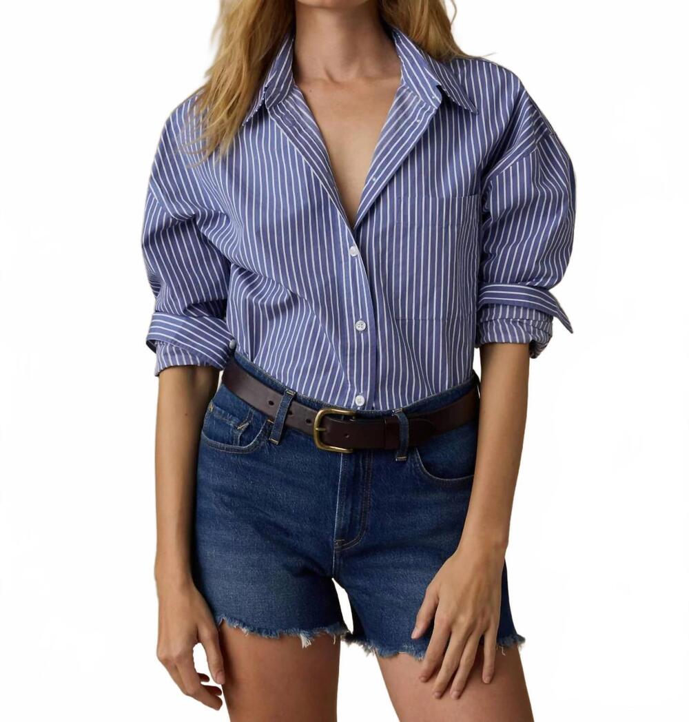 Faherty Blue & White Striped Button-Down Shirt (oversized) L/XL